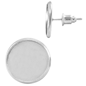 Metalen oorsteker voor cabochon 12mm Zilver