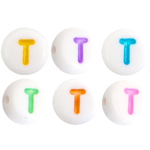 Letterkralen van acryl letter T Multicolor-Wit