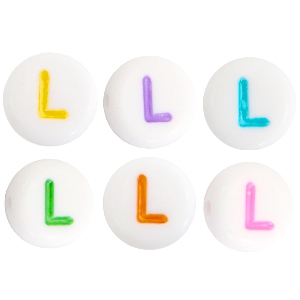 Letterkralen van acryl letter L Multicolor-Wit