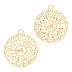 Hangers Bohemian rond met oog 13mm Goud