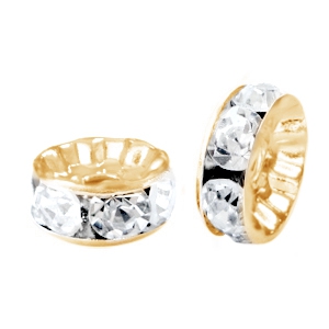 Strass kralen rondellen 8mm Gold-crystal