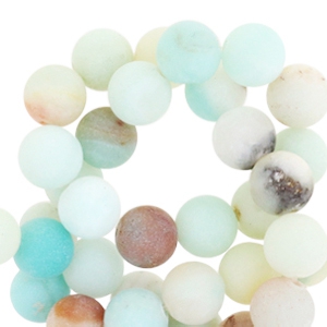 Natuursteen kralen chalcedoon (kwarts) 8mm mat Light turquoise multicolour