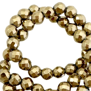 Hematite kralen rond 6mm facet geslepen Antique gold