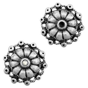 Bedels TQ metaal bloem met setting voor SS24 Swarovski Antiek zilver