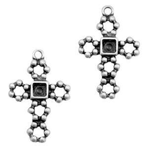 Bedels TQ metaal kruis met setting Antiek zilver