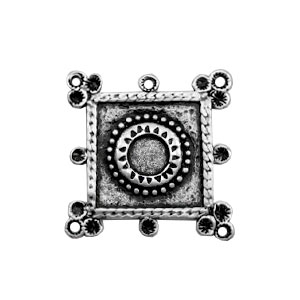 Bedels TQ metaal vierkant met setting voor Swarovski PP32 Antiek zilver