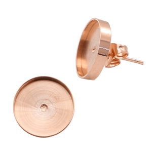 Polaris Steel (RVS) oorbellen met setting voor 12mm cabochon Ros&eacute; goud