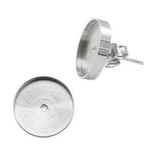 Polaris Steel (RVS) oorbellen met setting voor 7mm cabochon/Swarovski SS34 Antiek zilver