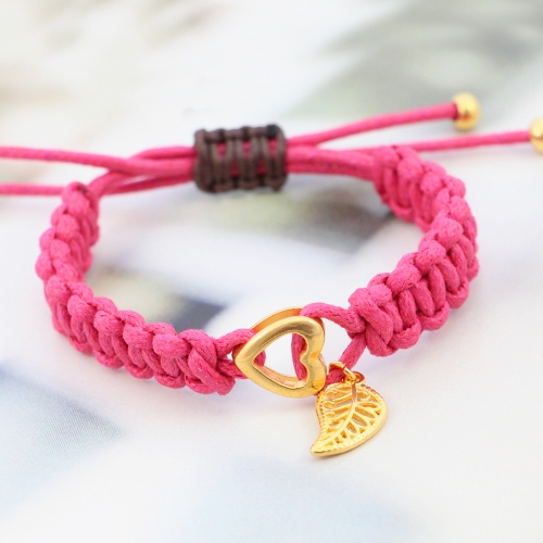 Fashion armbanden van waxkoord met onderdelen van DQ metaal