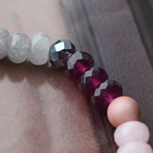 Trendy sieraden van natuursteen kralen facet geslepen met roze tinten