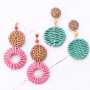 Festival oorbellen met rotan hangers!