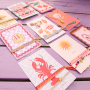 Inspiratie tijd met lint met tekst en unieke sieraden kaartjes