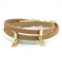 Mooie armbanden met Swarovski SS34 flat back & 5 mm plat DQ leer