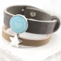 Prachtige turquoise tinten in deze set met Cuoio Leer en platte cabochons van Polaris