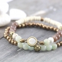 Prachtige natuurlijke kralen van jade en agaat, geregen en met knooptechniek!