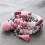 Trendy sieraden van natuursteen kralen facet geslepen met roze tinten
