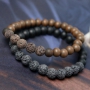 Mannen sieraden in een set met lava kralen, houten kralen, acrylkralen, Cuoio en Divino!